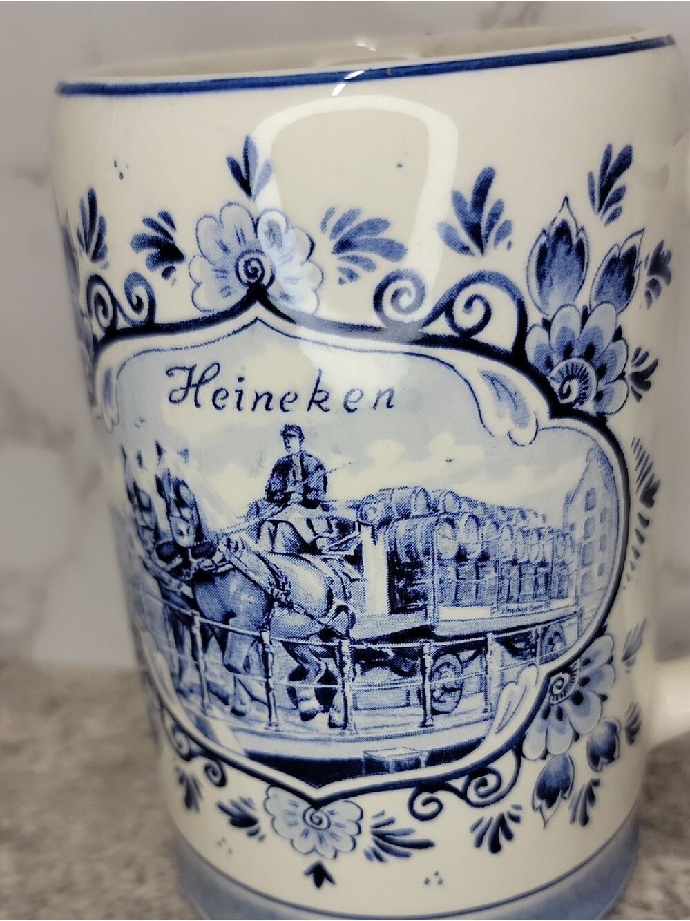 Vintage Heineken Blue Delft Ceramic Beer Stein Mug from Holland - Picture 6 of 11